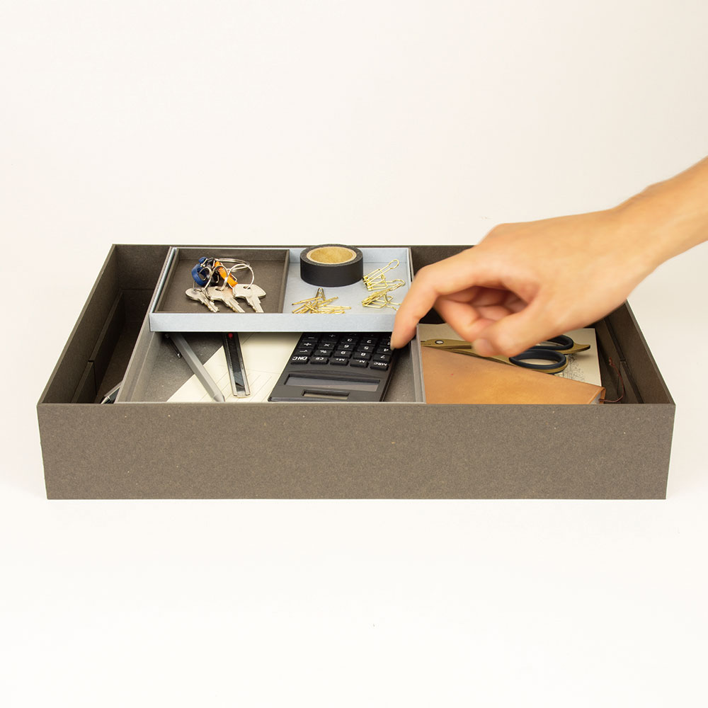 【最大2,000円オフCOUPON 2月1日-6日9時59分まで】ナカバヤシ haconia卓上トレー A6 グレー HCN-TTLA6GY NAKABAYASHI なかばやし ハコニア 卓上 トレー 箱 収納 スライド 片付け 事務 小物 書類