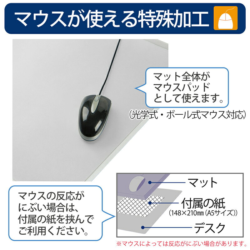 イーコンビ楽天市場店のプラス(PLUS)デスクマット ななめカットデスクマット 再生塩ビ OAタイプ エコノミー DM-146ES　41-013｜アングル3