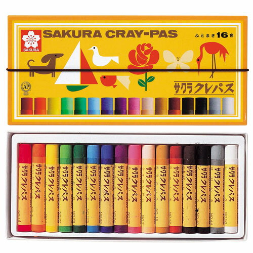 サクラクレパス SAKURA CRAY-PAS クレパス 太巻 16色 セット 紙箱入り ゴムヒモ付 文具 文房具 入学準備 子供 LP16R