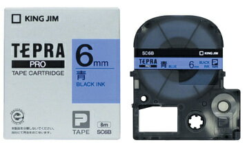 キングジム テプラPROテープ カラーカートリッジ 青ラベル6mm幅 SC6B