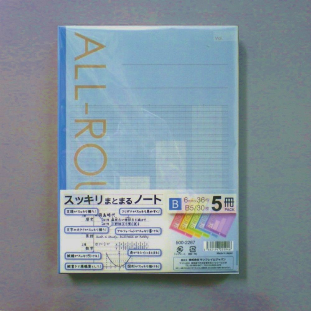 【10月4日20時-9日1時59分までエントリーで2点購入P5倍・3点以上でP10倍】サンフレイムジャパン　スッキリまとまるノート　B罫　5色　500-2267　500-2267