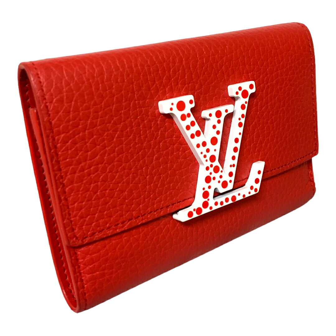Rakuten - LOUIS VUITTON ルイヴィトン　日本限定　草間彌生　インフィニティドット LV×YK　ポルトフォイユ・カプシーヌコンパクト マキシ　ミニウォレット　ルージュ　M82113　レザー部分に小さなキズ有　箱ダメージ有　KON