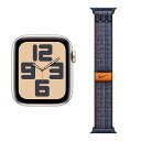 Apple Watch SE (Gen2) 44mm スターライト アルミニウム GPS MRTW3J/A 45mmケース用ゲームロイヤル/オレンジNikeスポーツループ MTL53FE/A
