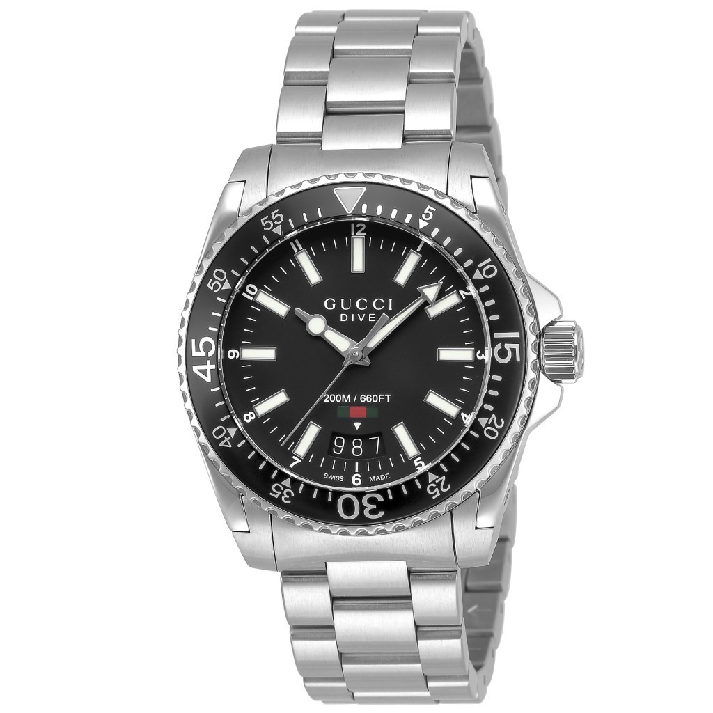 グッチ 腕時計 GUCCI メンズ DIVER ダイバー 39.5mm ブラック シルバー YA136301A