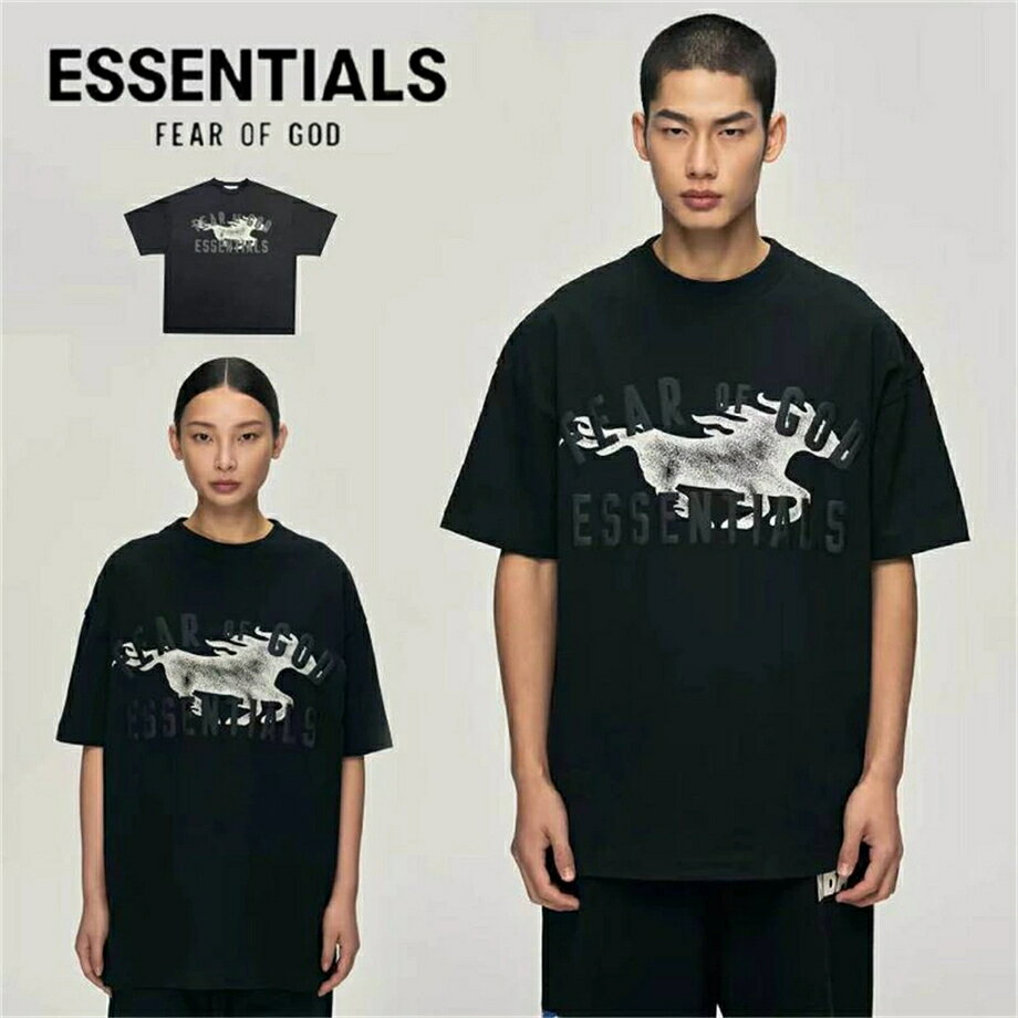 ESSENTIALS エッセンシャルズ Tシャツ 半袖 メンズ レディース Logo T-Shirt Tシャツ ブラック ホワイトFOG STACK 3色 男女兼用 送料無料
