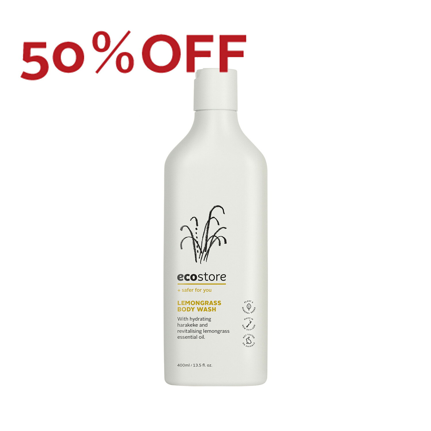 【楽天SSセール 最大900円オフクーポン配布】＜アウトレット＞50％OFF【エコストア公式】ecostore ボディウォッシュ レモングラス 400mL / ボディソープ 体 スキンケア 植物由来 天然成分 自然派 ボディケア 肌に優しい 敏感肌のサムネイル