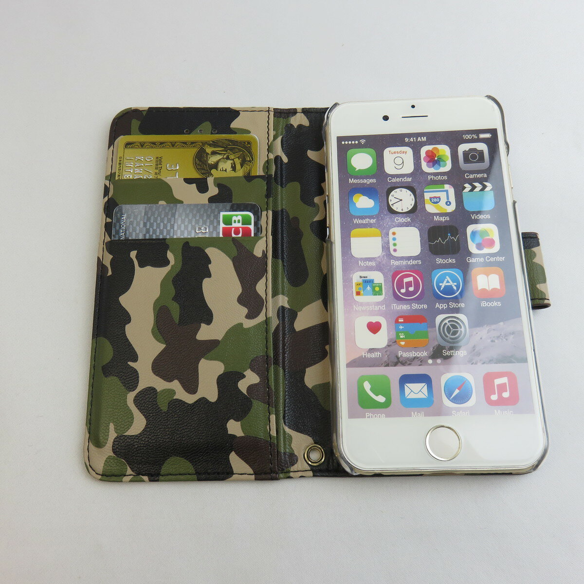 iPhone6s / iPhone6 専用 裏地迷彩柄 PU カードポケット付 手帳型ケース オウルテック