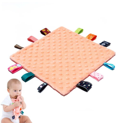 ベビータグセキュリティブランケット - カラフルなタグ付きベビー癒しのぬいぐるみブランケット、10インチx10インチの正方形の感覚おもちゃ、赤ちゃん男の子と女の子用(オレンジ) ベビータグセキュリティブランケット - カラフルなタグ付きベビー癒しのぬいぐるみブランケット、10インチx10インチの正方形の感覚おもちゃ、赤ちゃん男の子と女の子用(オレンジ)