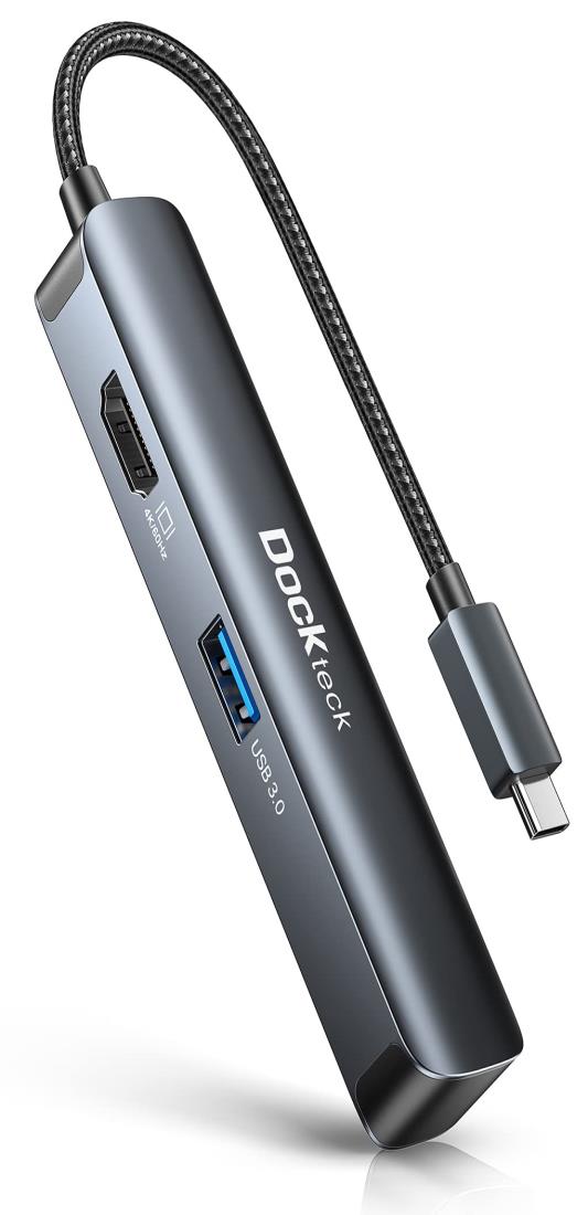 USB C ハブ Dockteck, USB-C アダプタ 5-in-1 USB Type Cマルチポート ハブ 4K HDMIポート 2つのUSB 3.0ポート SD/Micro SDカードリーダ MacBook Pro/MacBook Air/Surface Go/XPS/Pixelbookに対応