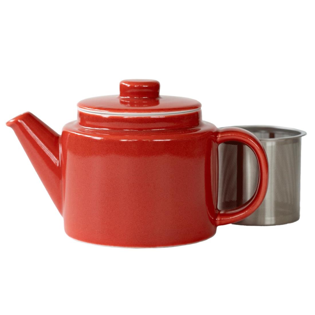 波佐見焼 急須 コモン ポット 500 ml レッド スーパー ステンレス 茶こし 付 13874