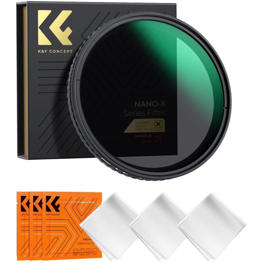 K＆F Concept 95mm 可変NDフィルター ND2-ND32 X状ムラ制御 AGC光学ガラス HD超解像力 超低反射率 28層ナノコーティング 撥水撥油キズ防止 薄枠 動画撮影/風景撮影のレンズフィルター（NANO-Xシリーズ）