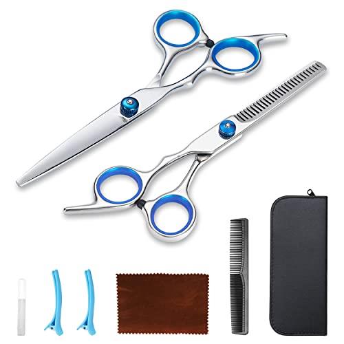 Evanda プロ美容師が監修 散髪セット 散髪用ハサミ すきばさみ ヘアカット 髪切りハサミ 前髪カット セルフカット 掃除布 ケース サロン用・家庭用のプレ...