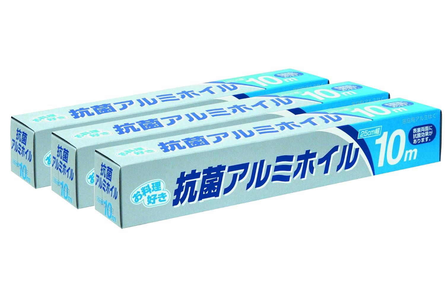 アルファミック アルミホイル 3本セット 抗菌 25cm×10m 表裏両面に抗菌効果あり