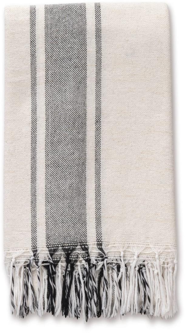 ポッシュリビング マルチカバー 225×150cm ダブルウェイト ストライプ ブラック 53404