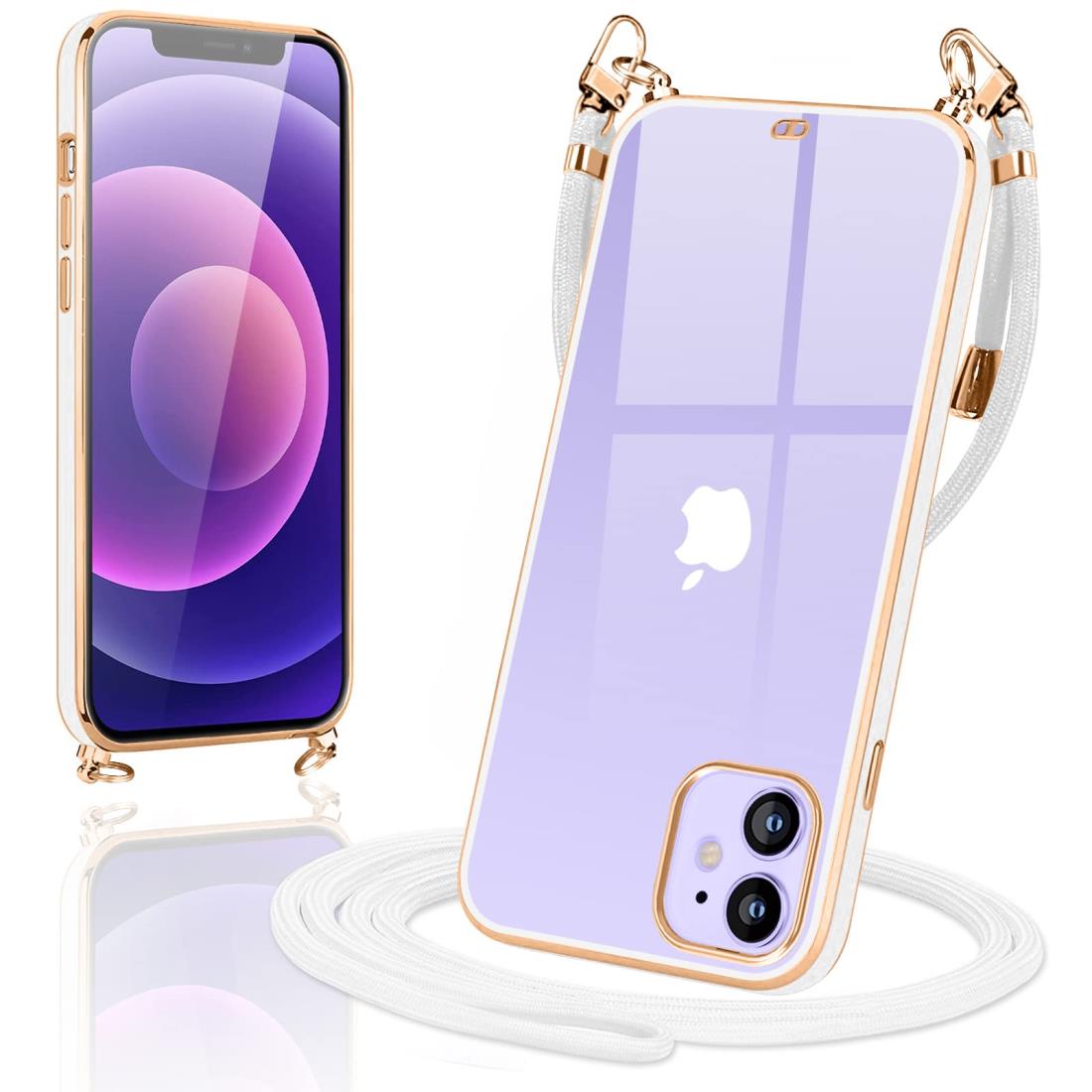 i Phone12 ケース i Phone12pro ケース ショルダー ク リア TPU いphone12 プロ スマホケース カバー 肩掛け 首掛け 斜めかけケース 可愛い かわいい 韓国 透明 TPU 薄型 耐衝撃 シリコン アイフォン12/12pro(ホワイト)