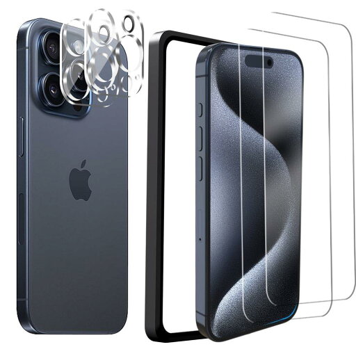 Besecou ガラスフィルム i Phone 15 Pro 用 保護フィルム 2枚 + カメラフィルム 2枚 旭硝子素材製 ガイド枠付き 強化ガラス 液晶保護フィルム 9H硬度 耐衝撃 気泡防止 i Phone 15 Pro 対応 6.1インチ用 Besecou ガラスフィルム i Phone 15 Pro 用 保護フィルム 2枚 + カメラフィルム 2枚 旭硝子素材製 ガイド枠付き 強化ガラス 液晶保護フィルム 9H硬度 耐衝撃 気泡防止 i Phone 15 Pro 対応 6.1インチ用
