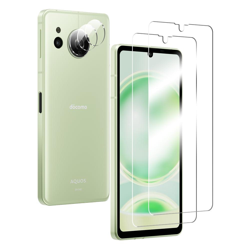 AQUOS sense8 フィルム 2枚 + カメラフィルム 2枚 【旭硝子素材製】 強化ガラス 液晶保護フィルム 【気泡防止】SHG11 SH-54D 対応 Besecou