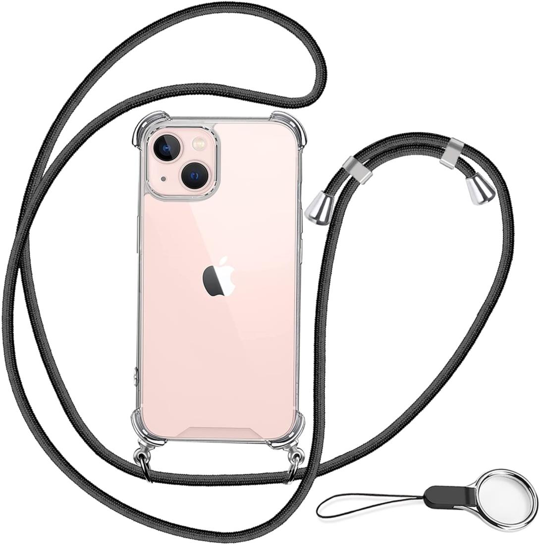 OJBSEN i Phone13ケース あいふぉん13ケース ストラップ2種付き 調節可能な ショルダー 肩がけ 首掛け 紐付き スマホケース iphone 13 薄型 透明 PC + 軽量 シリコン TPUバンパー ストラップホール付き 耐衝撃 全面保護 米軍MIL規格 防指紋 MagSafe ワイヤレス充電対応 ア