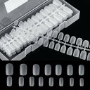 Annhua ネイルチップ 透明 270枚入り ク リアチップセット スクエアオフ ミディアム 超薄 艶消 ネイル 長さだしチップ サンディング不要 ネイルチッ...