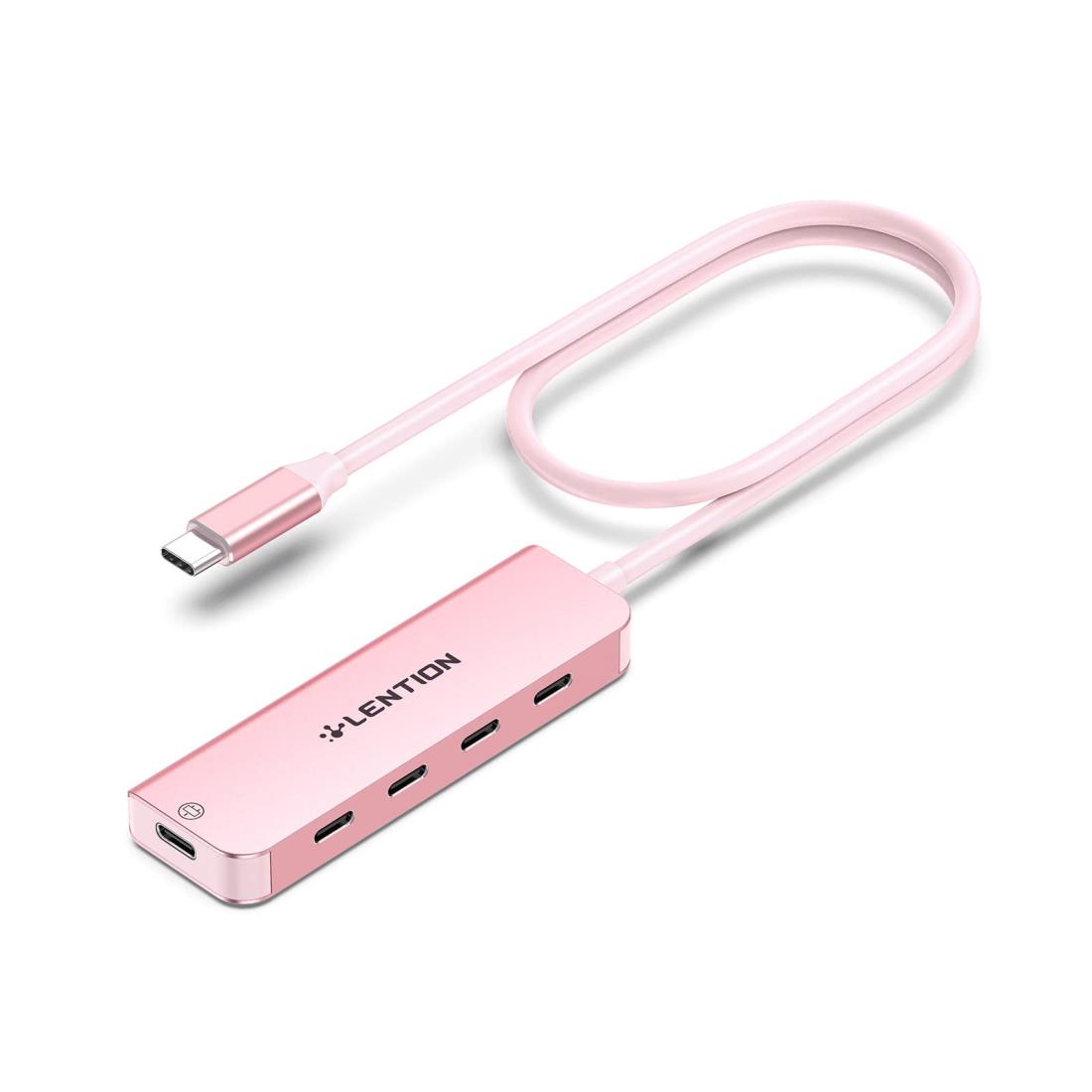 LENTION USB C から USB C 4 in 1 ハブ CB-CE31 セルフパワー/バスパワー両用 5.0Gbps高速データ転送 ※※ビデオ出力非対応※※ Type-C 拡張 タイプc 複数 USB Cのみ増設 変換アダプタ MacBook Pro Air、iPad Pro Air、Surface Pro Goなど対応 (ローズゴールド)