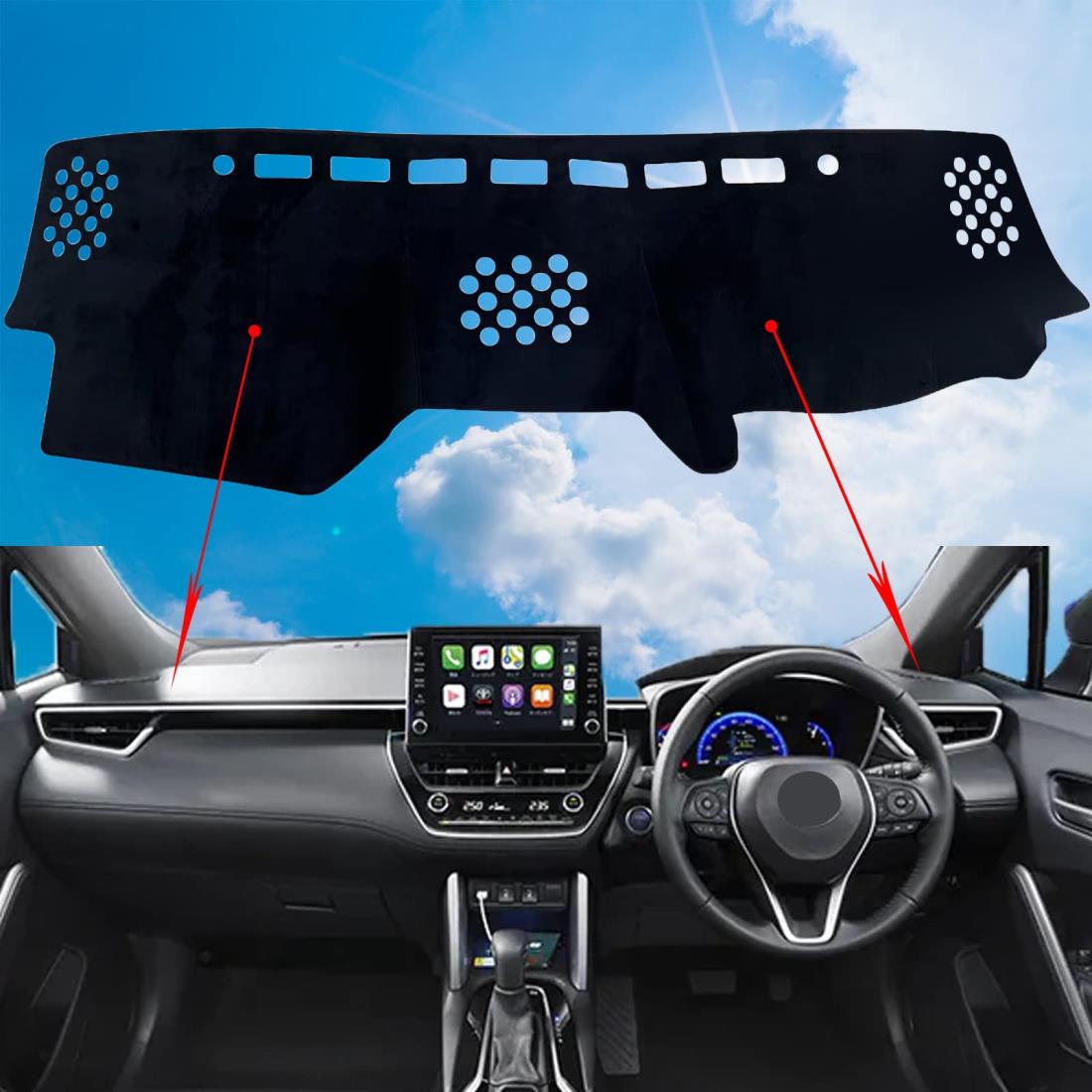 トヨタ ランドクルーザー プラド 150系 ダッシュボードマット 車内 ダッシュボードカバー 車種専用 日焼け防止 ダッシュボードライト 保護マット 車種専用設計 フランネル素材 耐熱性 耐久性 防水 (に適用 車種 トヨタ ランドクルーザー プラド 150系 【年式】2017年～現行)