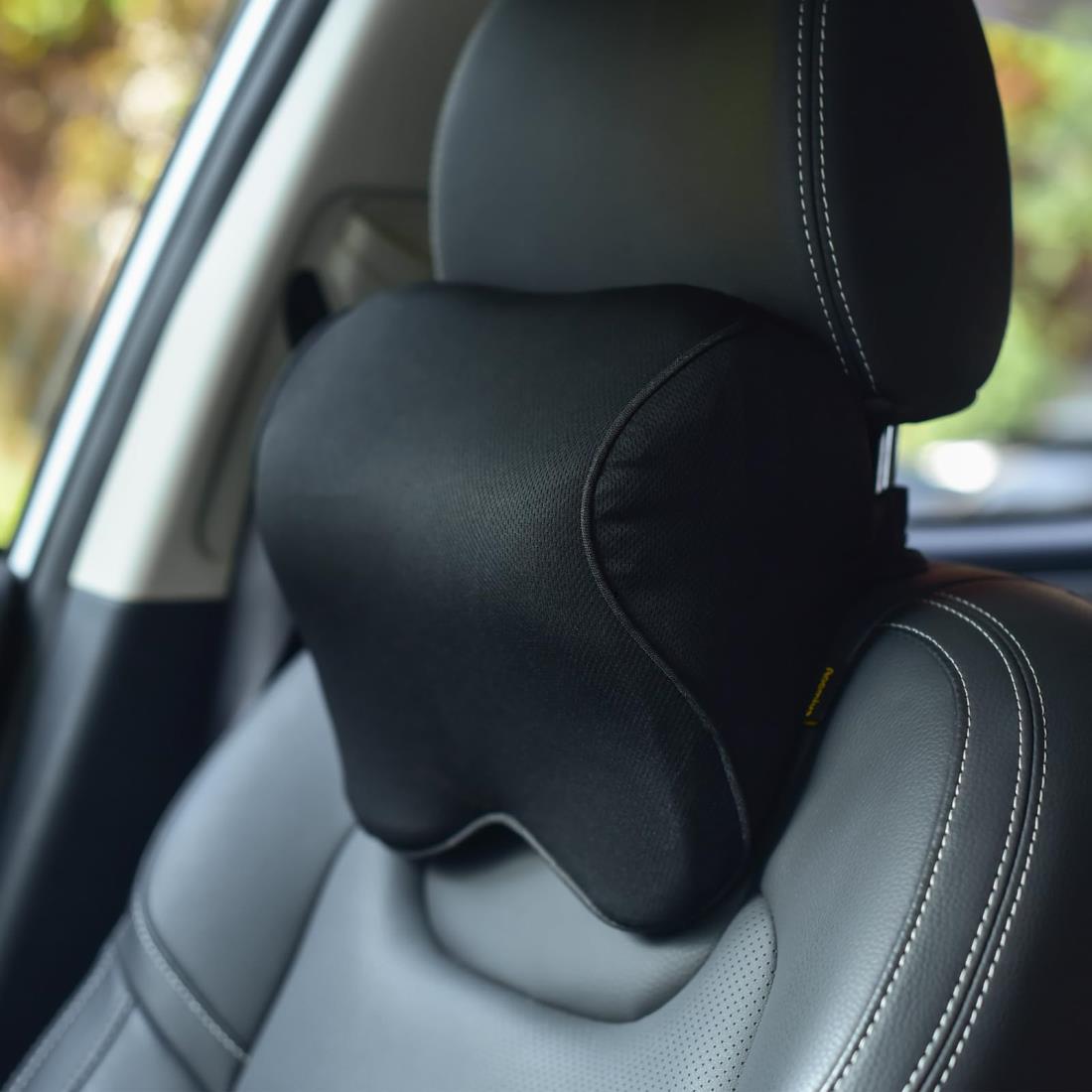 Aoomiya ネックパッド 車 クッション 低反発 ネックピロー ドライブ 旅行 車中泊 運転 ゲーミングチェア 頚椎サポート 枕（ブラック）
