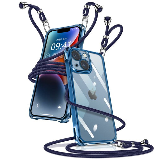 i Phone 14 ケース ク リア ショルダー i Phone14 スマホケース アイフォン14 カバー 肩掛け 斜めかけ 縄掛けケース 透明 薄型 軽量 TPU 携帯ケース 紐付き 斜めがけ 織りストラップ付き 長さ調整可能 取り外し可能 落下防止 紛失防止 ワイヤレス充電対応(ブルー) i Phone 14 ケース ク リア ショルダー i Phone14 スマホケース アイフォン14 カバー 肩掛け 斜めかけ 縄掛けケース 透明 薄型 軽量 TPU 携帯ケース 紐付き 斜めがけ 織りストラップ付き 長さ調整可能 取り外し可能 落下防止 紛失防止 ワイヤレス充電対応(ブルー)