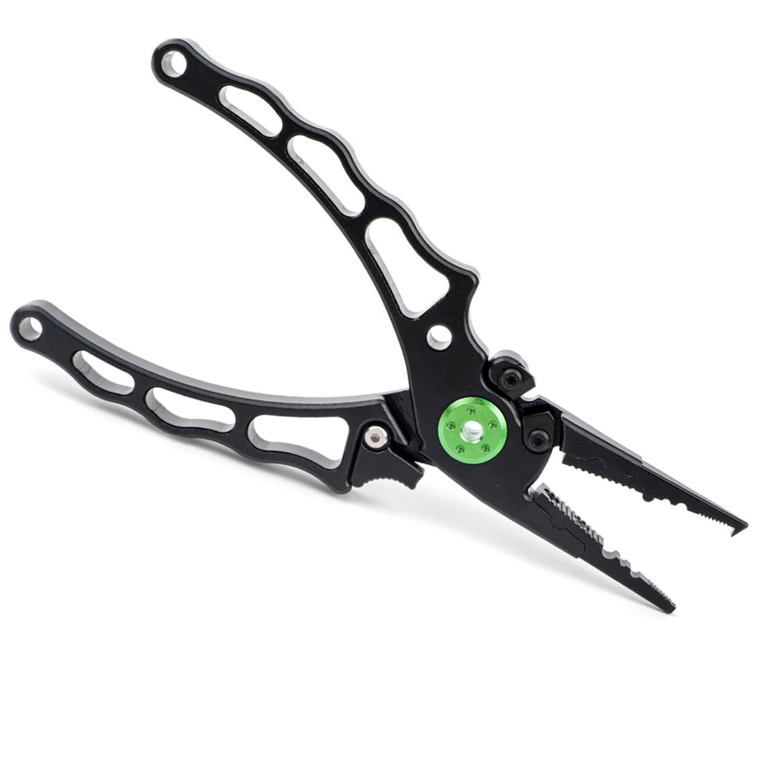 Cyfie フィッシングプライヤー 防錆 多機能 ロック機能付き ラインカッター 針外し フィッシュプライヤー ロープ付き プライヤーホルダー付き 釣り用プライヤー ステンレス 高性能 軽量 ブラック 釣具