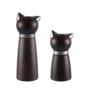 VKCHEF ペッパーミル 木製 岩塩 ミル 猫のデザイン 2個セット ソルトミル 卓上 調味料 ミル 塩胡椒挽き 粗さ挽き調節可能 セ ラミック ミル 調味料...