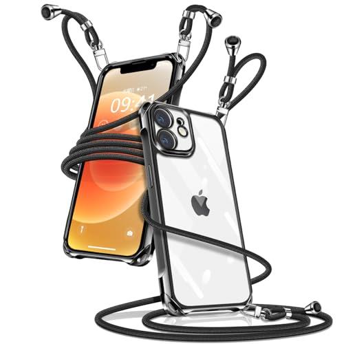 i Phone 12 ケース ク リア ショルダー i Phone12 スマホケース アイフォン12 カバー 肩掛け 斜めかけ 縄掛けケース 透明 薄型 軽量 TPU 携帯ケース 紐付き 斜めがけ 織りストラップ付き 長さ調整可能 取り外し可能 落下防止 紛失防止 ワイヤレス充電対応(ブラック) i Phone 12 ケース ク リア ショルダー i Phone12 スマホケース アイフォン12 カバー 肩掛け 斜めかけ 縄掛けケース 透明 薄型 軽量 TPU 携帯ケース 紐付き 斜めがけ 織りストラップ付き 長さ調整可能 取り外し可能 落下防止 紛失防止 ワイヤレス充電対応(ブラック)