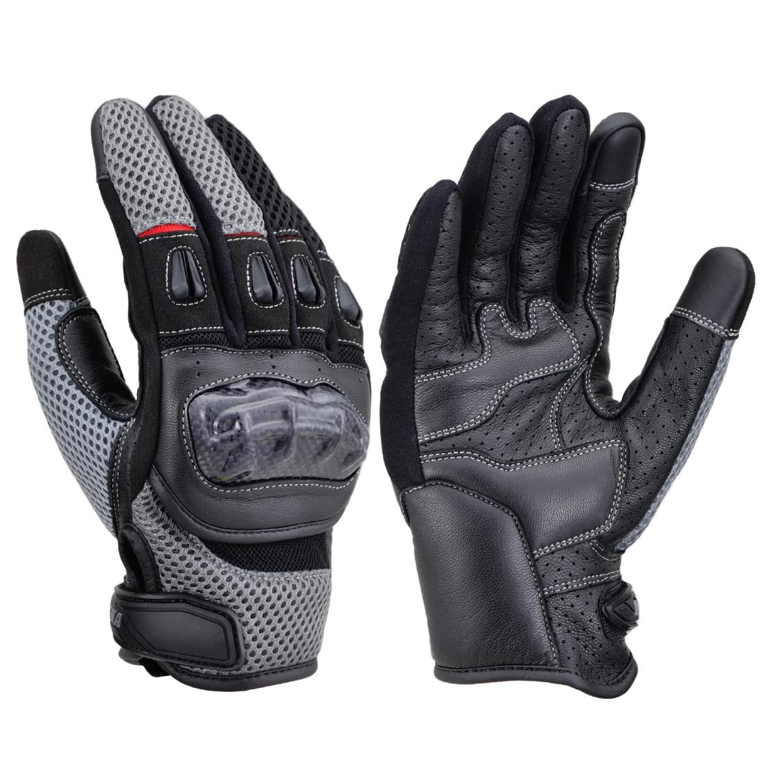 デイトナ(Daytona) バイク用 グローブ 春夏 手のひら本革(ヤギ革) カーボンプロテクター スマホ対応 カーボンメッシュグローブ DG-003 グレー Sサイズ 32435