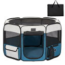 Petsfit 犬 サークル ペットサークル 八角形 ドッグハウス 【パッと開いてすぐ使える】 猫の産屋 猫の分娩室 折りたたみ 犬猫兼用 メッシュ 屋根付き ...