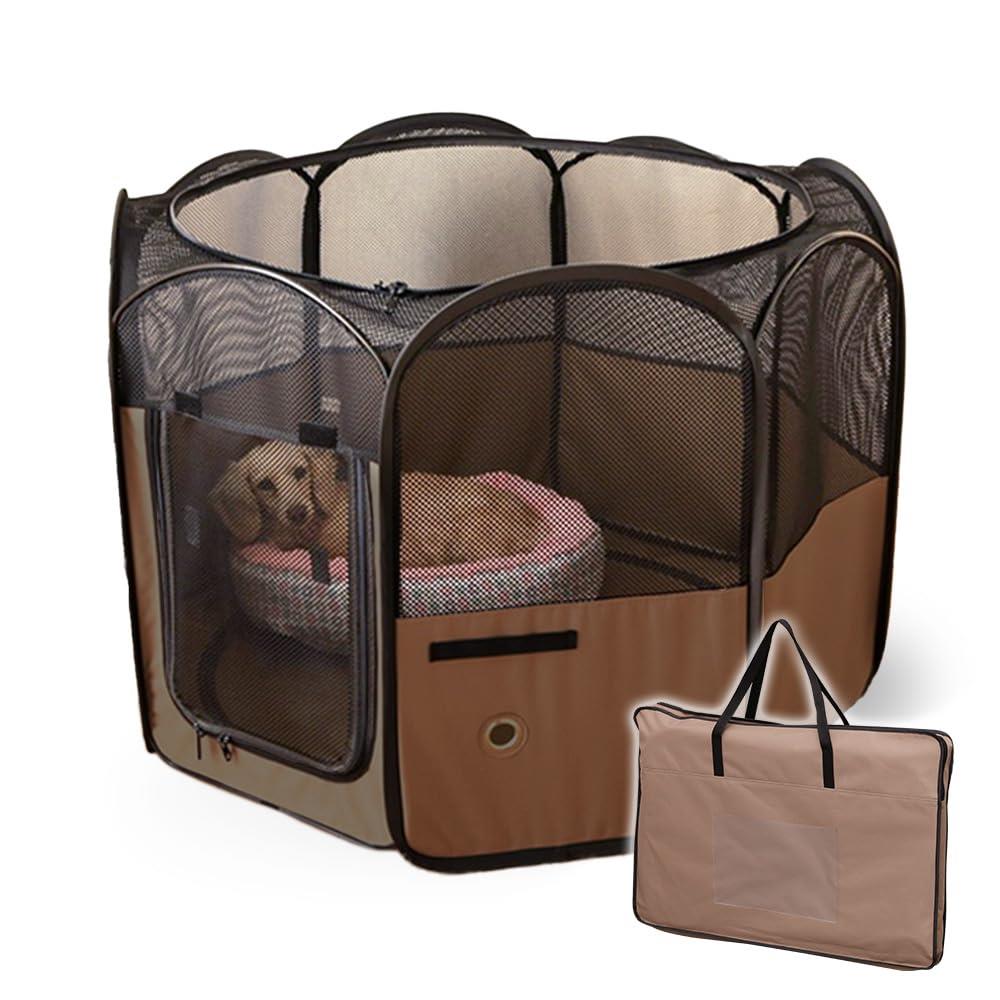 アイリスオーヤマ 犬 サークル ペット サークル 折りたたみ アウトドア 防災 ブラウン 小型犬用 幅92×..