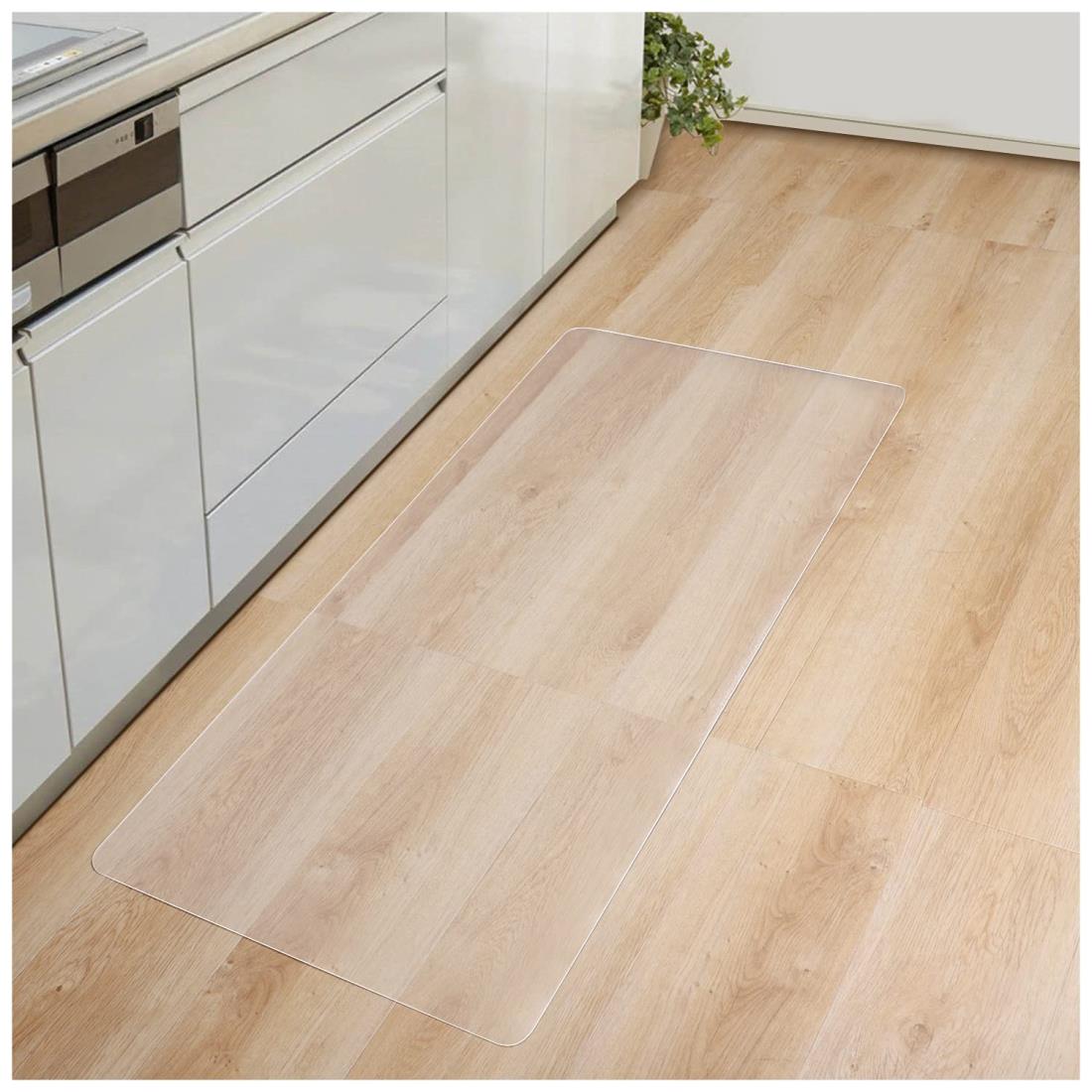 キッチンマット ク リア PVC 45*90cm 厚さ1.5mm ク リアマット 台所マット 透明マット ソフト 撥水 おしゃれ 汚れ防止 お手入れ簡単 床暖房対応 滑り止め 1K/1人暮らし適用 (90*45cm)