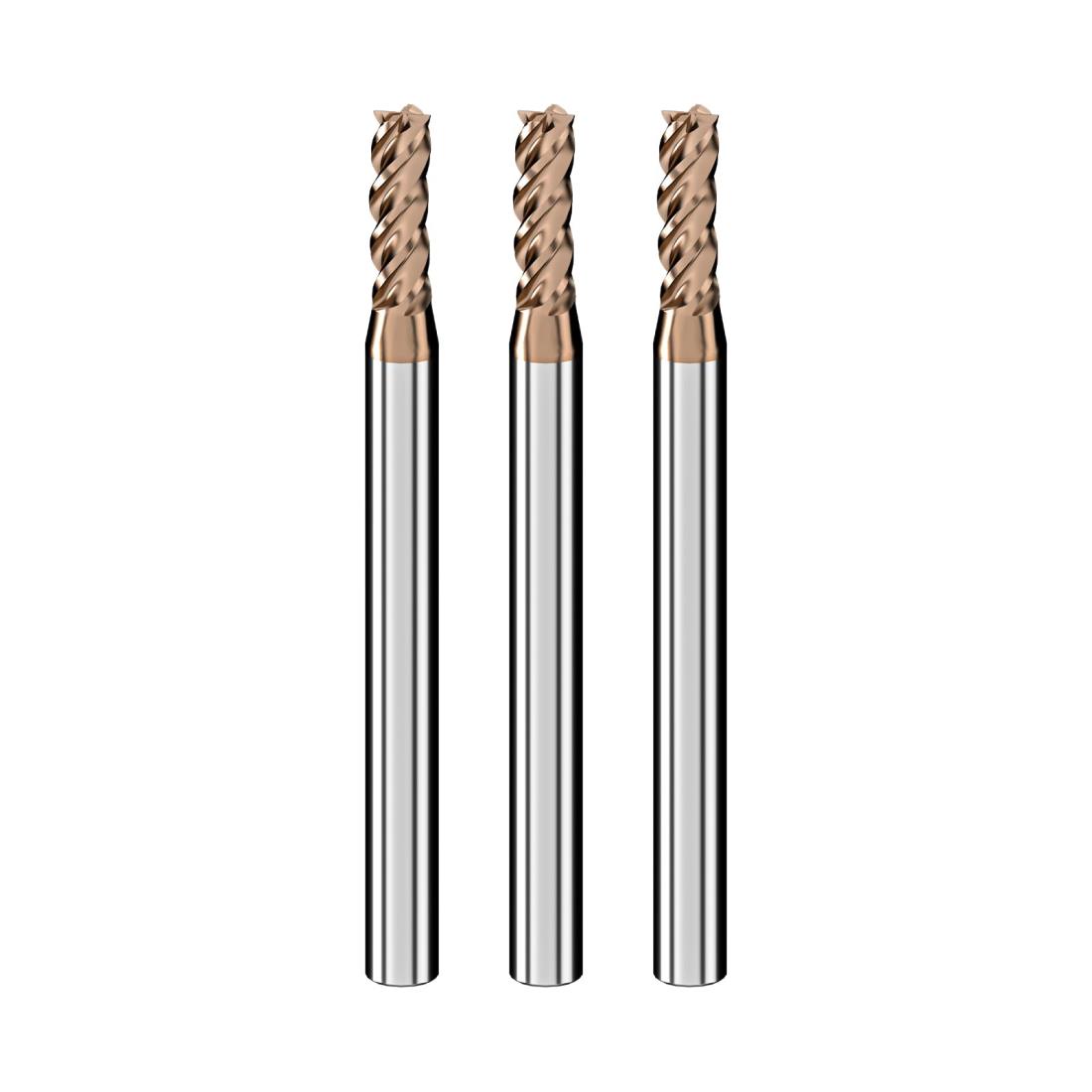 Cleqee スクエア エンドミル 刃径3mm × 刃長8mm × 全長50mm × 軸径4mm3個セット 4枚刃 TiAlNコート 超硬 スクエア エンドミル...