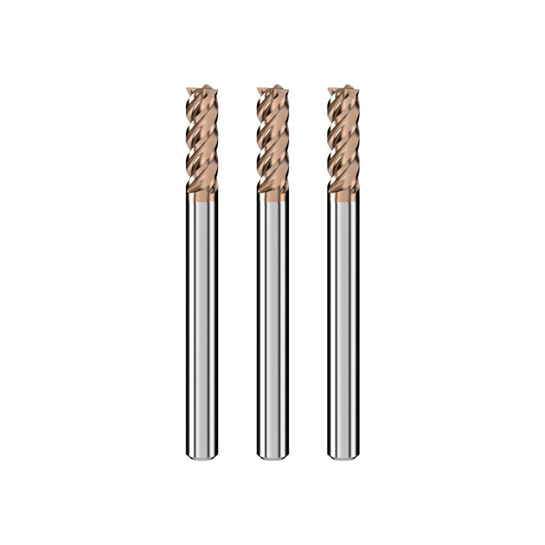 Cleqee スクエア エンドミル 刃径4mm × 刃長10mm × 全長50mm × 軸径4mm3個セット 4枚刃 TiAlNコート 超硬 スクエア エンドミ...