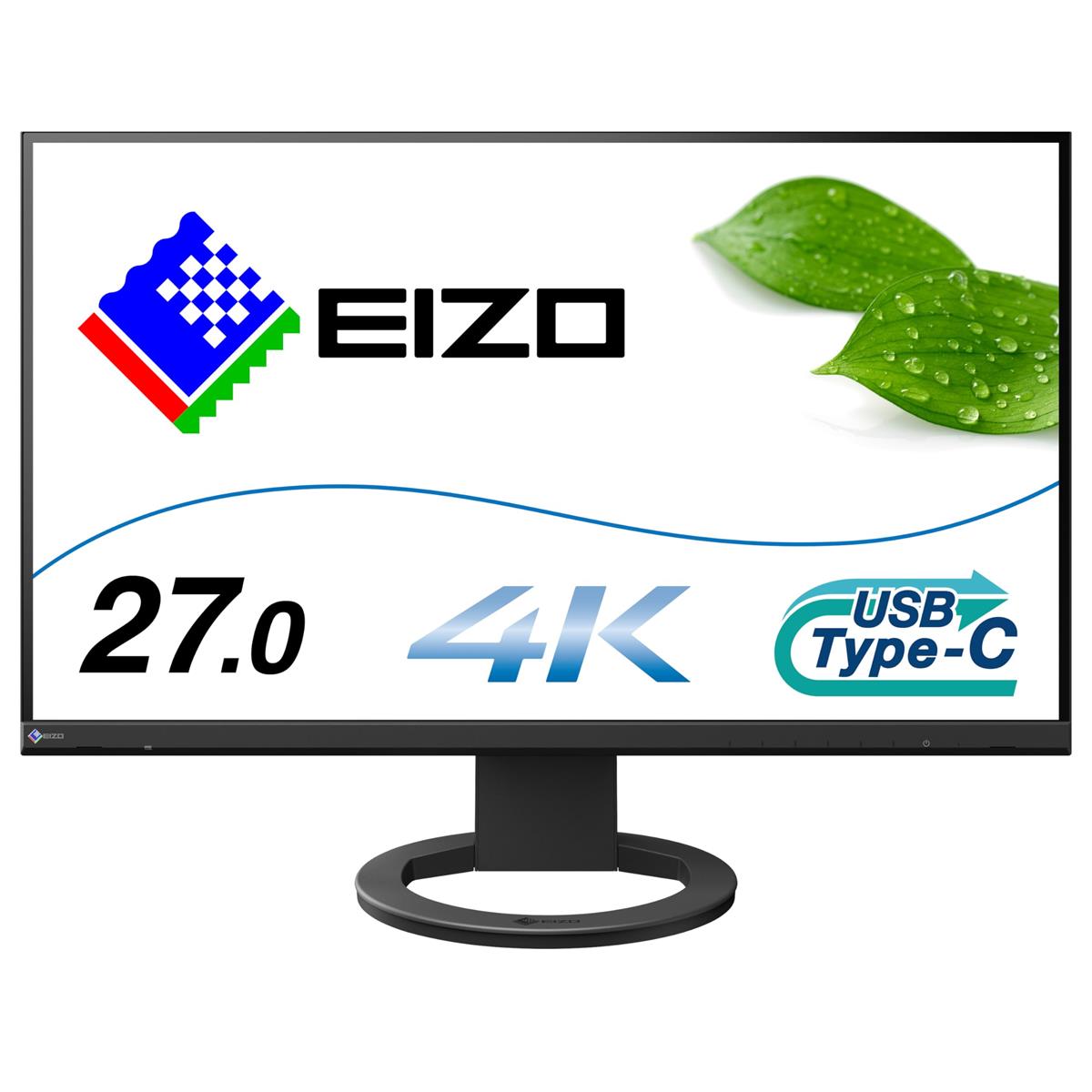 EIZO ビジネス向け4Kスタンダードモニター | FlexScan EV2740S-BK | 27.0型4K・USB Type-C(70W給電)・スタンド可動・ブラック