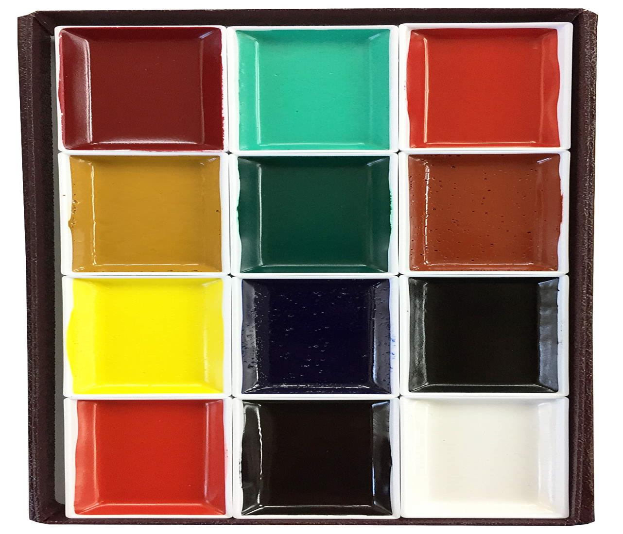 吉祥(Kissho) 日本画用絵具 角顔彩 上製 12色