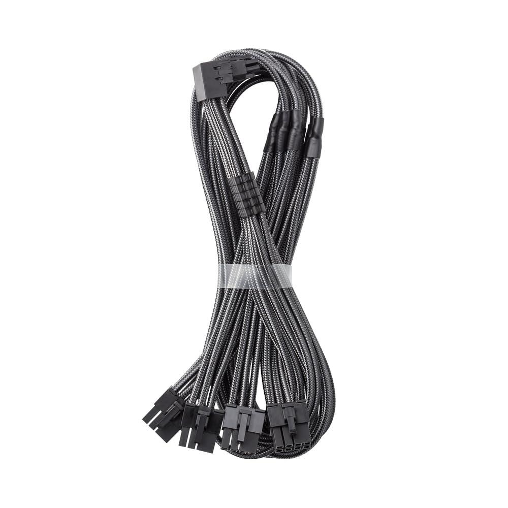 CableMod C-Series Pro ModMesh Sleeved 12VHPWR 90° StealthSense PCI-e Cable for Corsair - Variant A (Carbon, 16-pin to Quad 8-pin, 60cm)