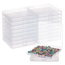BENECREAT 18個セット 8.6x8.2x1.2cm長方形小分け丸ケース ク リア収納ボックス アクセサリー ビーズ パウダーパフ ネイルパーツ収納 詰...