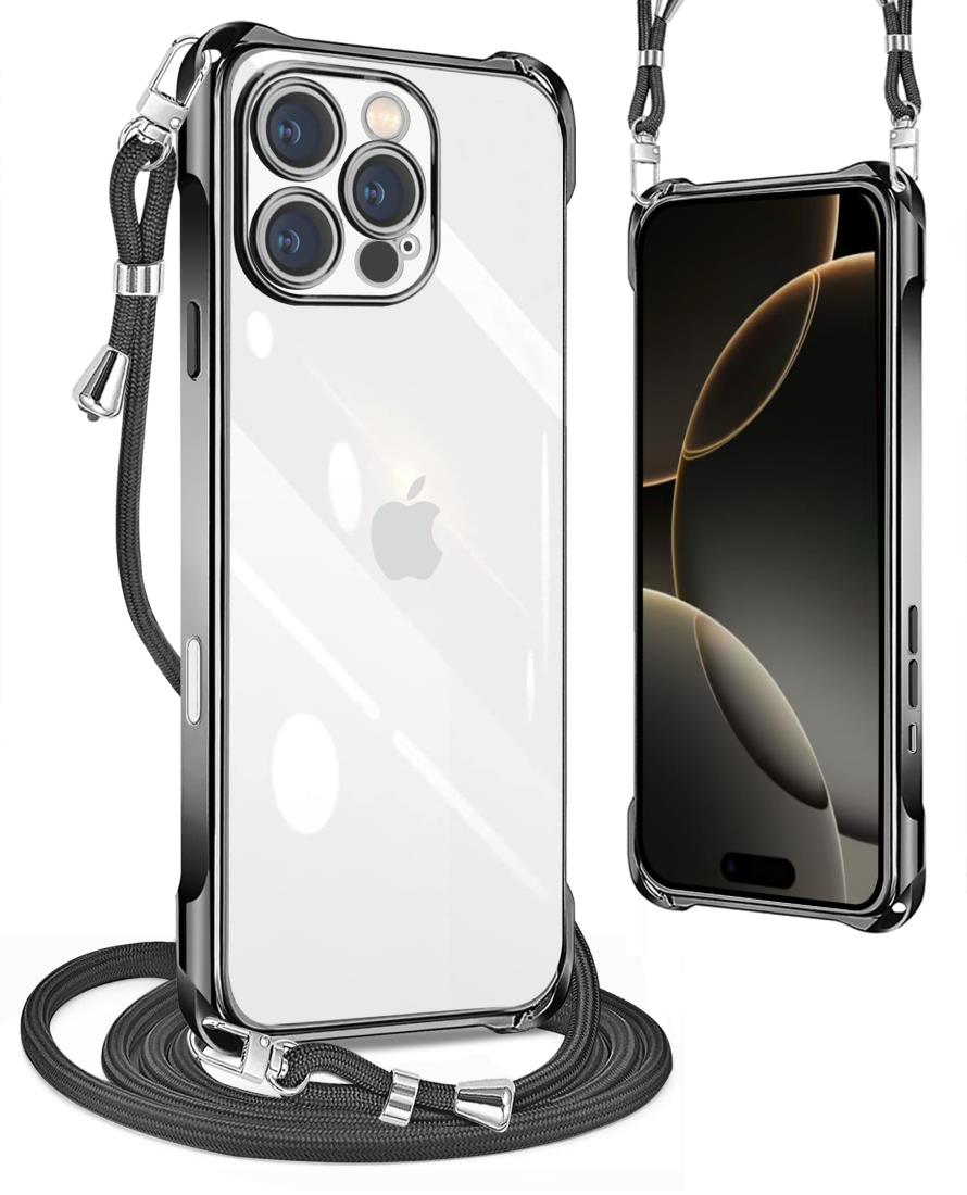 PAILAIMEN iphone 16 pro ケース 2024年発売 ク リア ネック ショルダー 耐衝撃 ストラップ付き iphone16 proスマホケース アイフォン16 pro カバー 透明 TPU 薄型 軽量 スマホ シリコン カバー 紐付き 斜めがけ 織りストラップ付き 肩掛け 縦/横 2WAY 調節可能なショルダー