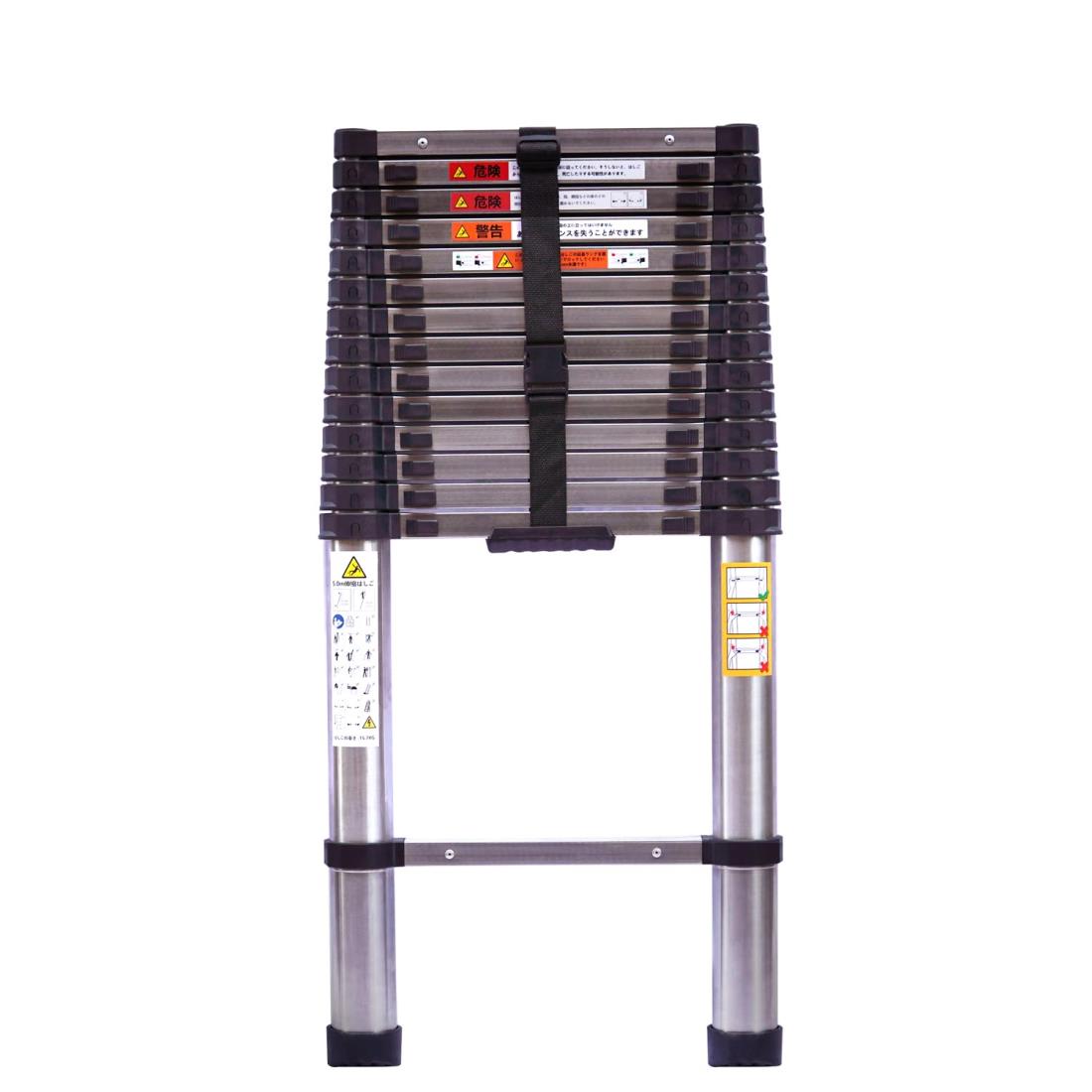 DayPlus 伸縮はしご ステンレス製 5m 折り畳み伸縮梯子 持ち運びやすい軽量 多機能 耐荷重150 kg 自動..