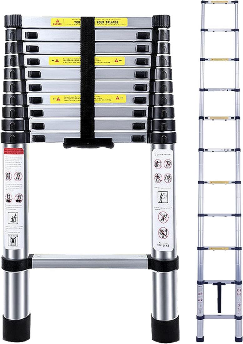 DayPlus 伸縮はしご 最長3.2 m (10.5 ft) 折り畳み伸縮梯子 多機能アルミはしご 持ち運びに便利 軽量 ..
