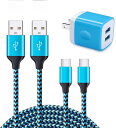 Viviber 2ポートUSB充電器*1個+USB Type-Cケーブル*2本 USB充電アダプター 急速充電器 タイプC充電器 AC USBコンセント アンドロイドスマホ充電器 ドコモ携帯充電器 Xperia充電器 Galaxy充電器ケーブル Type-C USBケーブル USB C USB 2.0 ケーブル USB-C充電ケーブル タイ