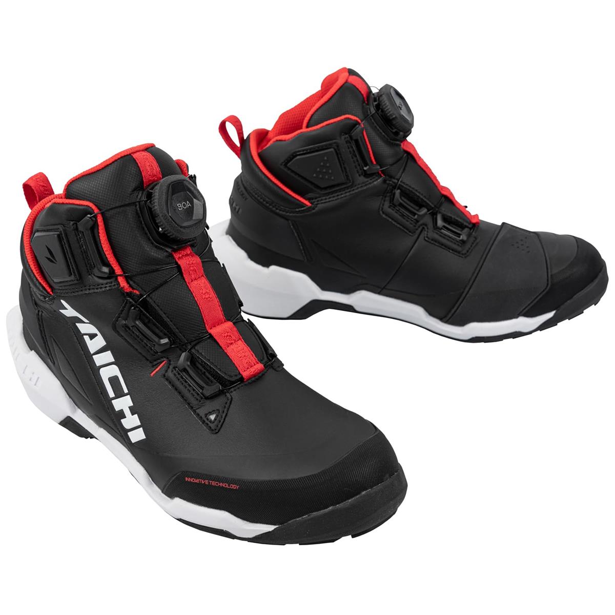 RSタイチ(RS TAICHI) バイク ライディングシューズ 靴 防水 プロテクター内蔵 BOAダイヤル シフトガード装備 DRYMASTER アローシューズ RSS013 BLACK/WHITE 26.5cm