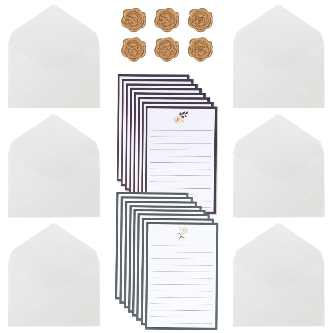 レターセット おしゃれ 大人 封筒6枚 便箋16枚 シール 6枚 シンプル 便箋セット レターセット 手紙 高..