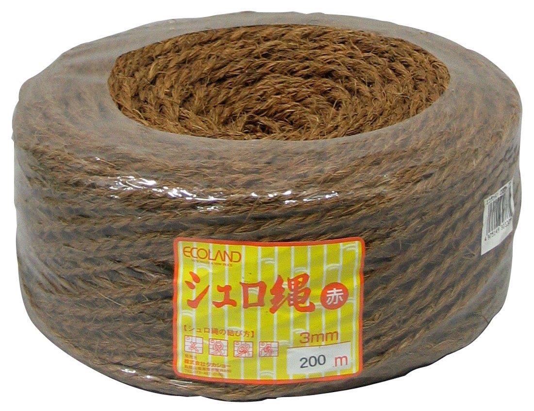 タカショー 棕梠縄(シュロナワ)エコランド 3mmX200m 赤
