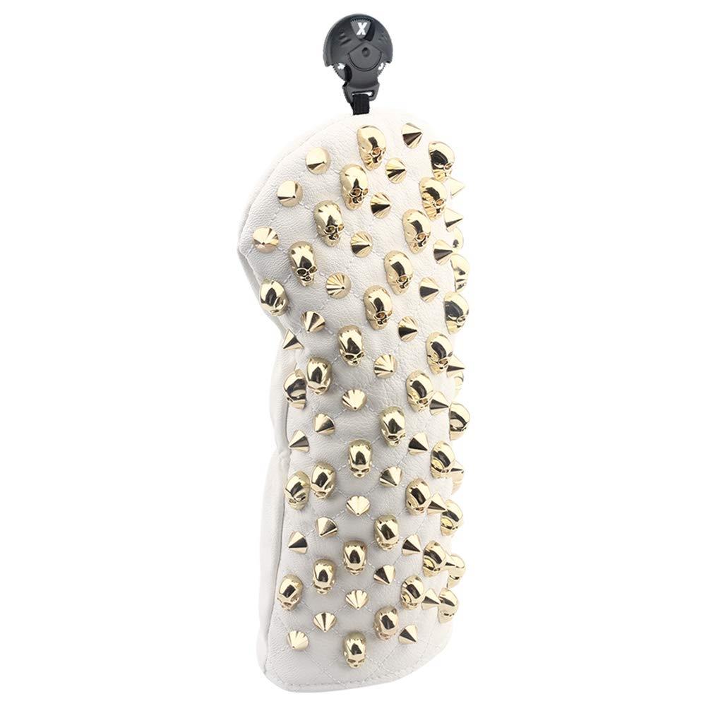 Sunbro Golf ヘッドカバーゴルフ Bling-Bling ゴールド スカルリベット Headcovers ドライバーカバー ウッドカバー ユーティリティカバー DR FW UT (FW単品)