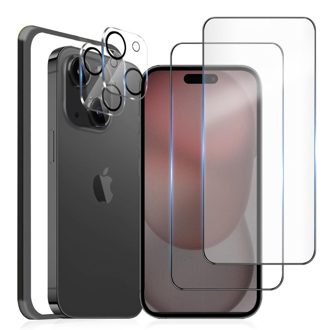 MINIKA 【ゲームに最適】 iphone15 保護フィルム さら さら ［2枚］i Phone15 カメラフィルム［2枚］アイフォン15 保護フィルム アンチグレア iphone15 フィルム サラサラ 全面保護 指紋防止 【ノングレア/つや消し/指滑り/ガイド枠付き】