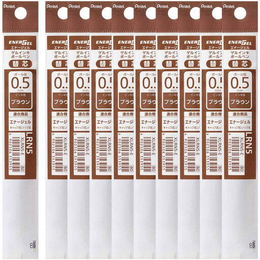 ぺんてる ボールペン替芯 XLRN5-E エナージェル0.5mm ブラウン10本 ぺんてる ボールペン替芯 XLRN5-E エナージェル0.5mm ブラウン10本
